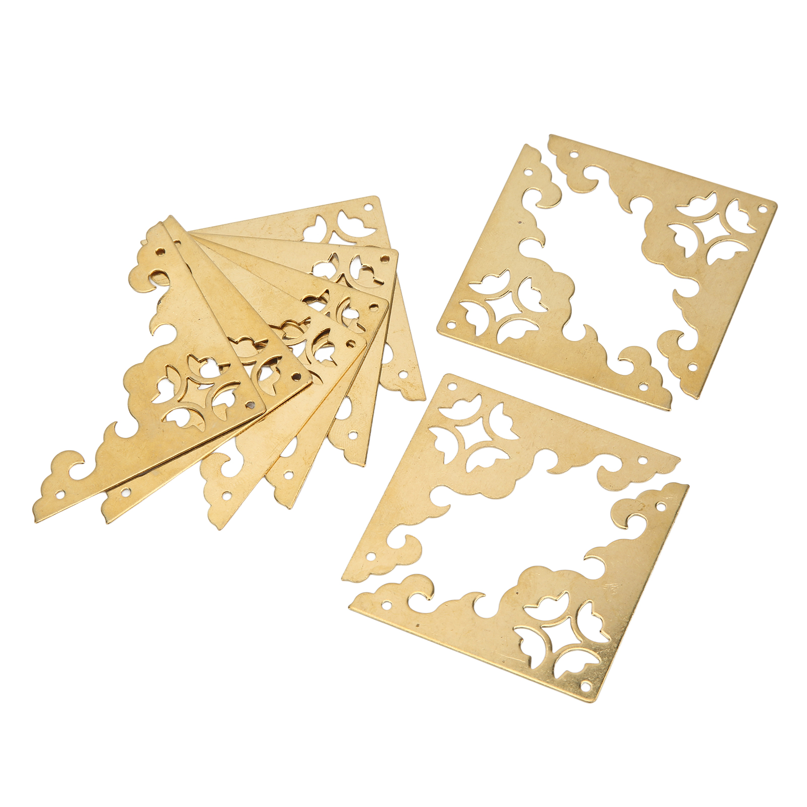 Set Aus 10 Antiken Dekorativen Ecken Für Holzkisten, Durchbrochenes Muster Auf Einer Seite, 8 X 5,5 Cm, Für Diy-gepäckdekoration.