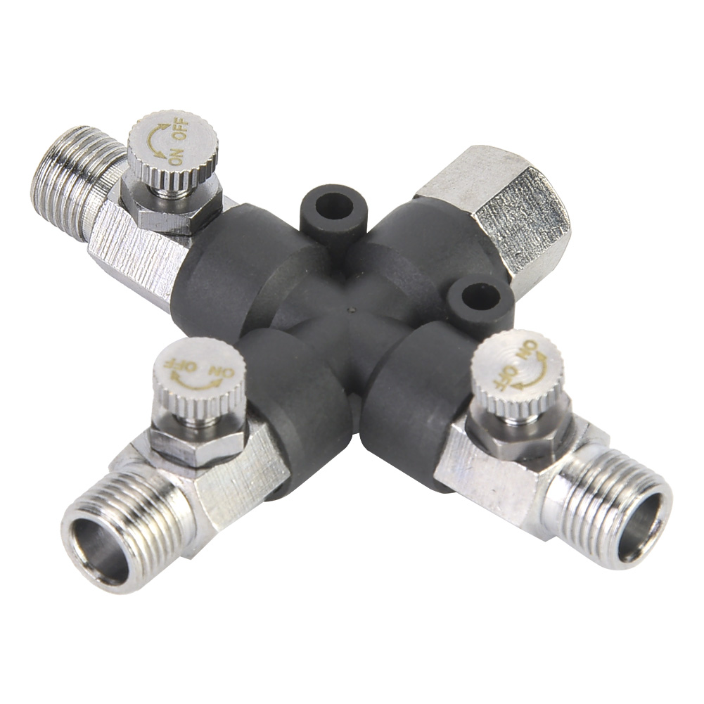 Verstellbarer Dreiwege-1/8-zoll-metall-luftschlauchanschluss, Airbrush-anschlusszubehör