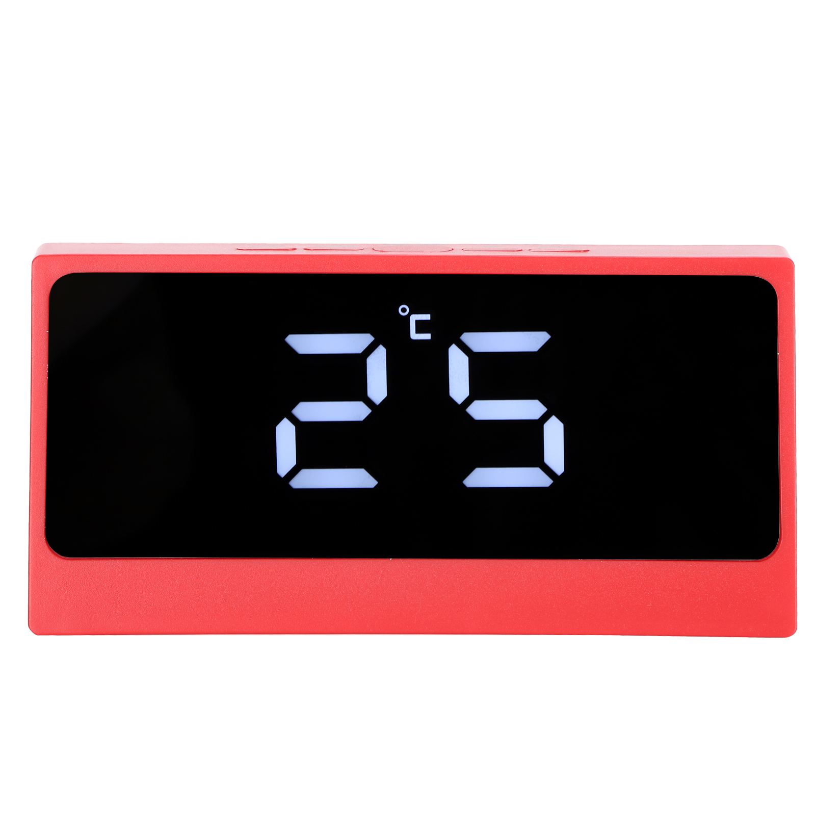 Leiser Digitaler Led-wecker Mit Intelligenter Temperatur- Und Datumsanzeige, Großer Beleuchteter Schminkspiegel (rot)