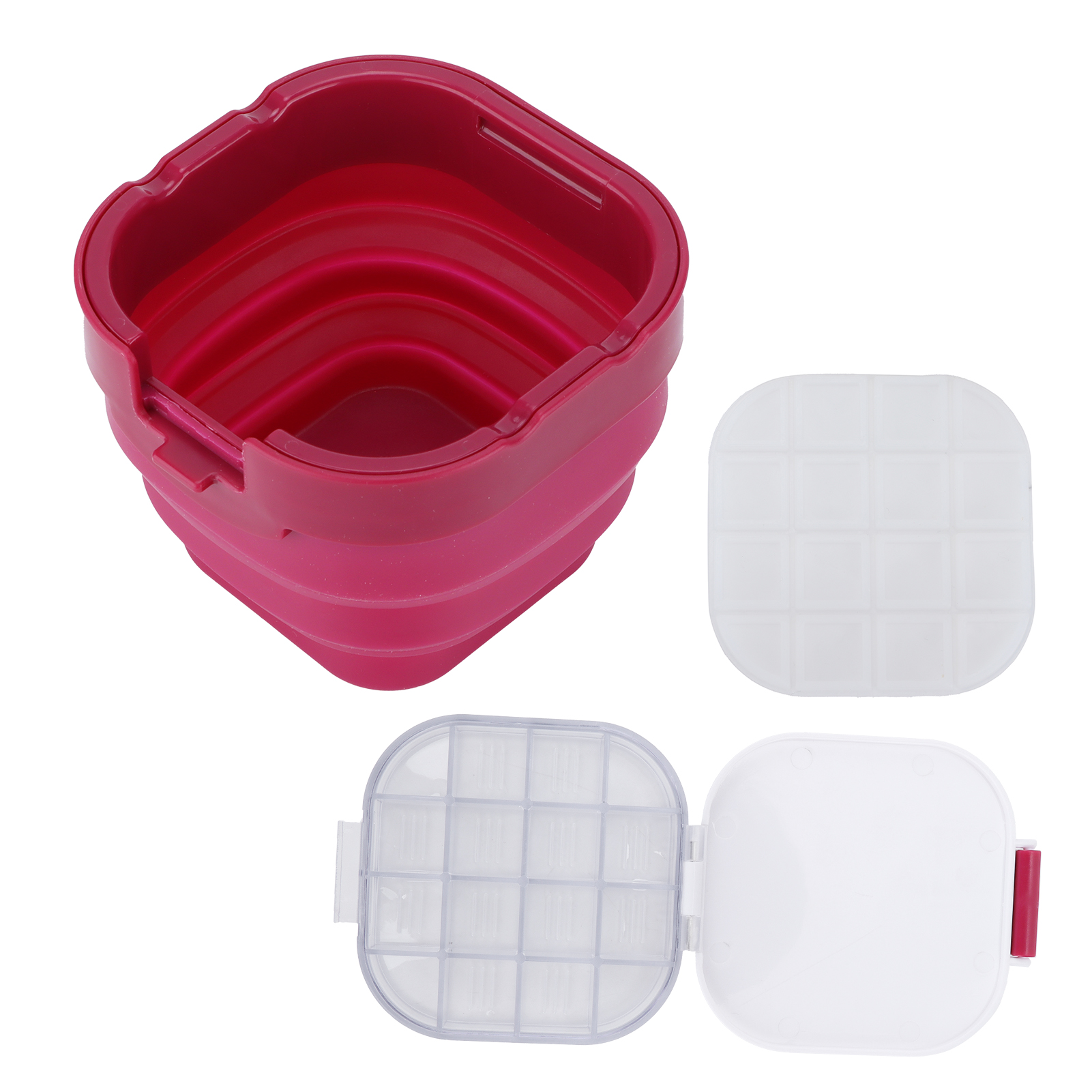 Roter, Zusammenklappbarer 3-in-1-eimer Zum Auswaschen Von Aquarell-, Ölfarben- Und Gouachepinseln.