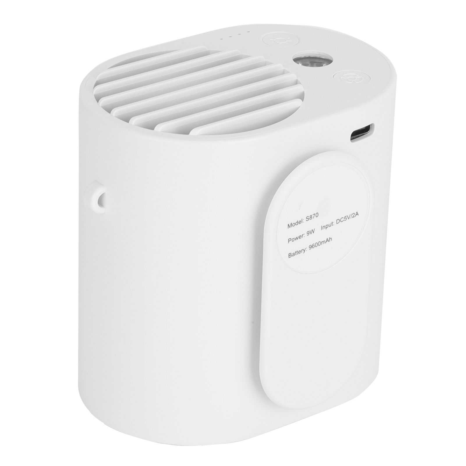Kleiner, Tragbarer Usb-miniventilator Für Outdoor-sport Und Fitness, Lendenwirbelkühlgerät Mit Elektrischer Lampe (weiß)