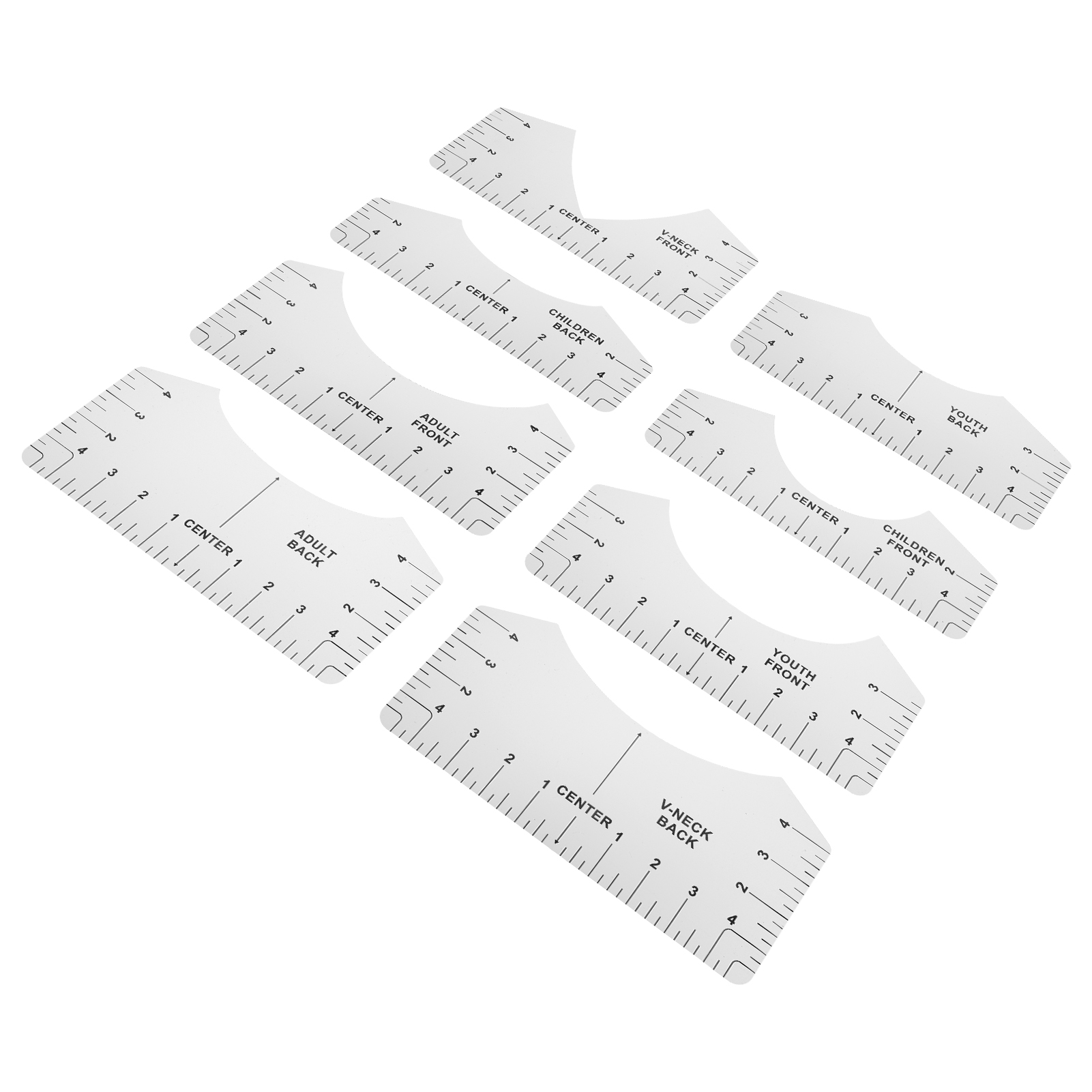 T-shirt-führungshilfe: Ausrichtungslineal, Kalibrierung Und Nahtausrichtung Für Runde Halsausschnitte (weiß).