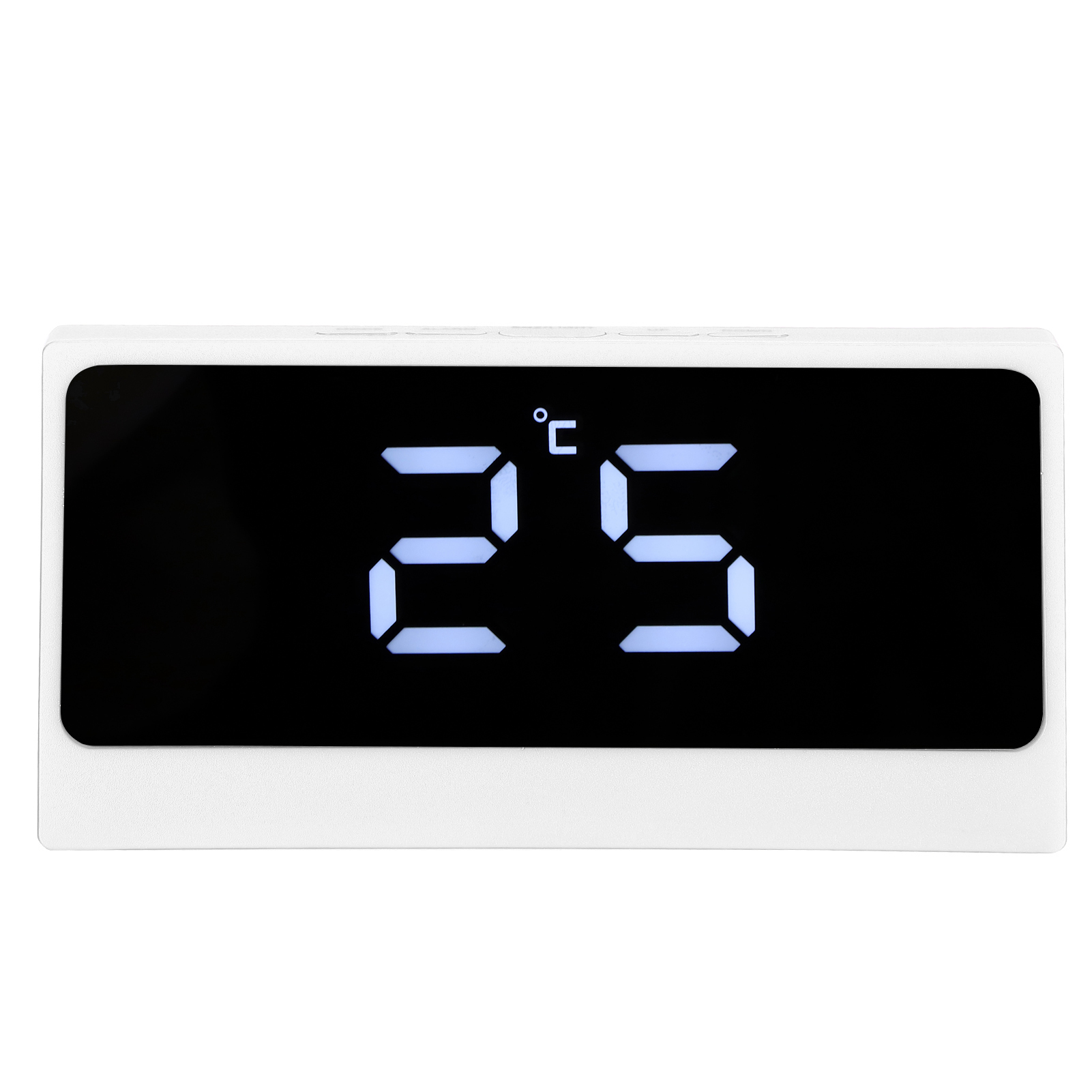 Leiser Digitaler Led-wecker Mit Intelligenter Temperatur- Und Datumsanzeige, Großer Beleuchteter Schminkspiegel (weiß)