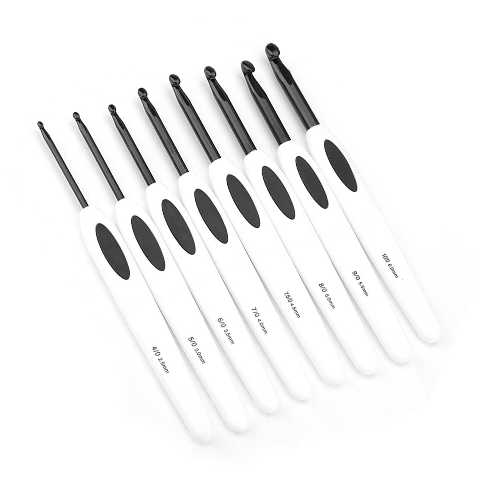 Set Mit 8 Aluminiumhaken Mit Weichen, Weißen Kunststoffgriffen.