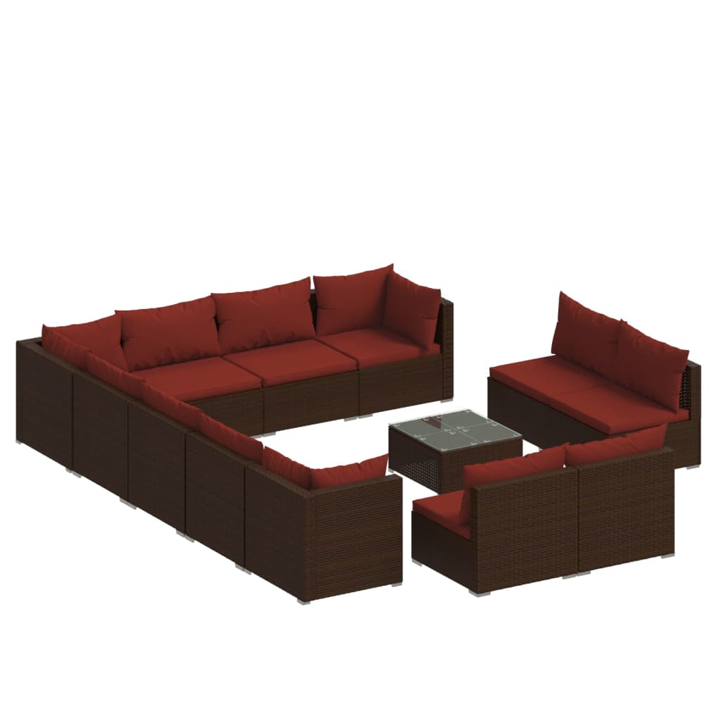Maison Exclusive - 13-tlg. Garten-lounge-set Mit Kissen Braun Pol