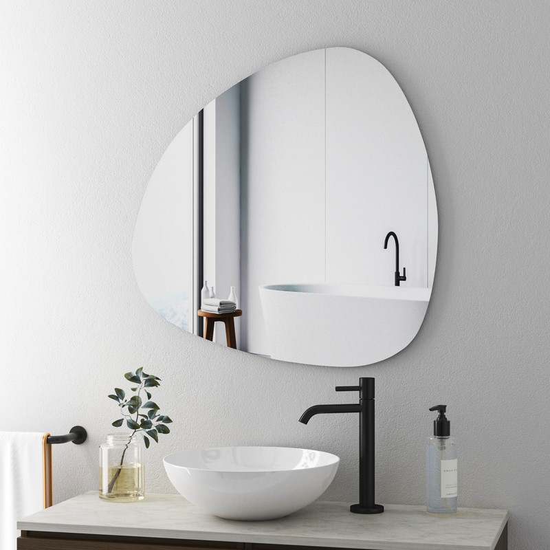 Spiegel Asymmetrischer 60x60cm Badspiegel Asymmetrischer Organischer Wandspiegel Dekorative Spiegel Für Badezimmer Wohnzimmer Schlafzimmer Gäste Wc