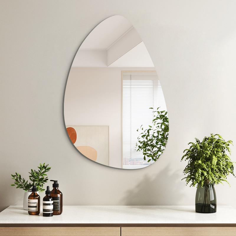 Wdwritti Asymmetrischer Spiegel 65x90 Cm Badspiegel Asymmetrisch Wandspiegel Dekorative Spiegel Für Badezimmer Wohnzimmer Schlafzimmer Gäste Wc