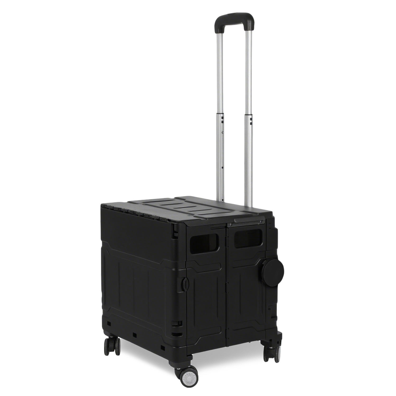Randaco 50l Einkaufstrolley Faltbar Mit Deckel, 4 Räder Box-einkaufswagen Für Einkauf Und Haushalt, Schwarz