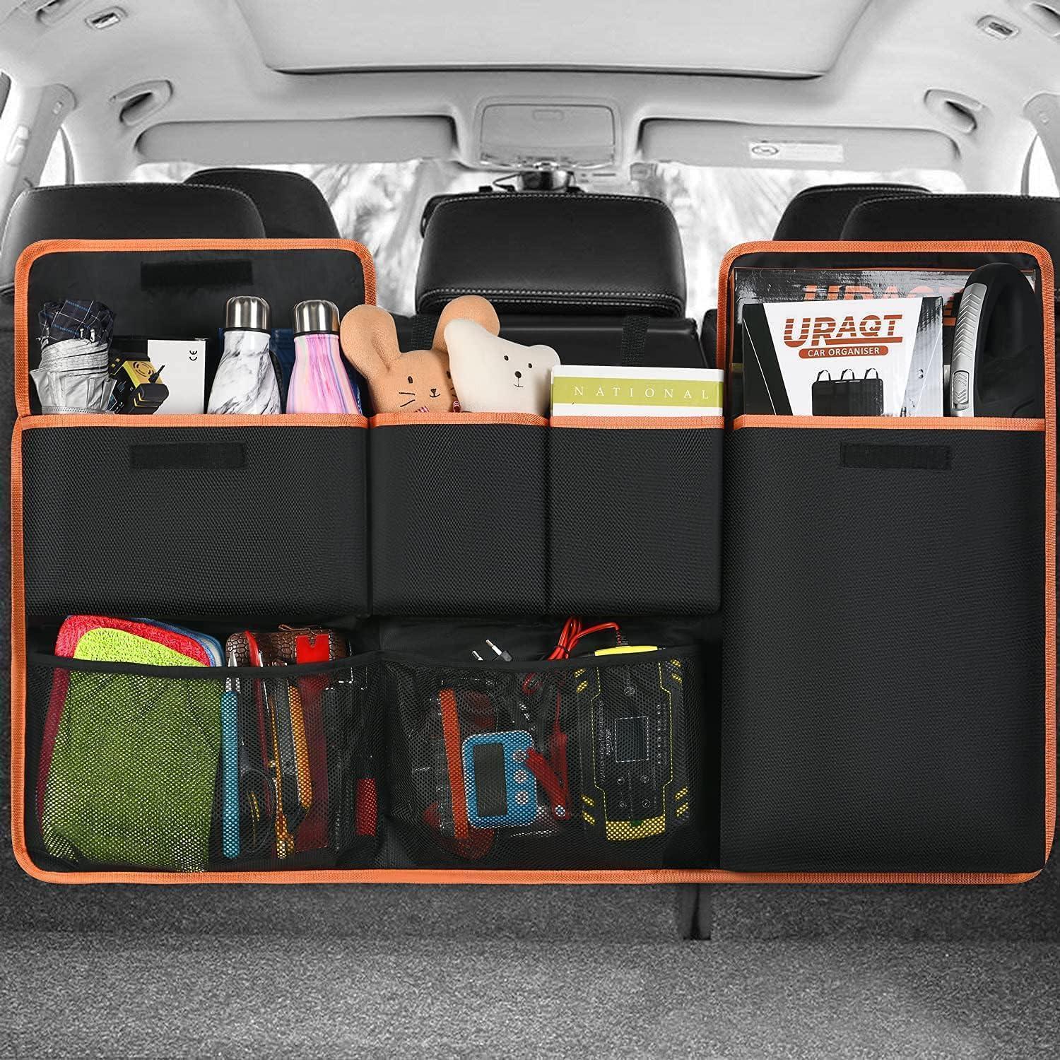 Kofferraum Organizer Auto 96x44 6 Taschen 3 Riemen Orange
