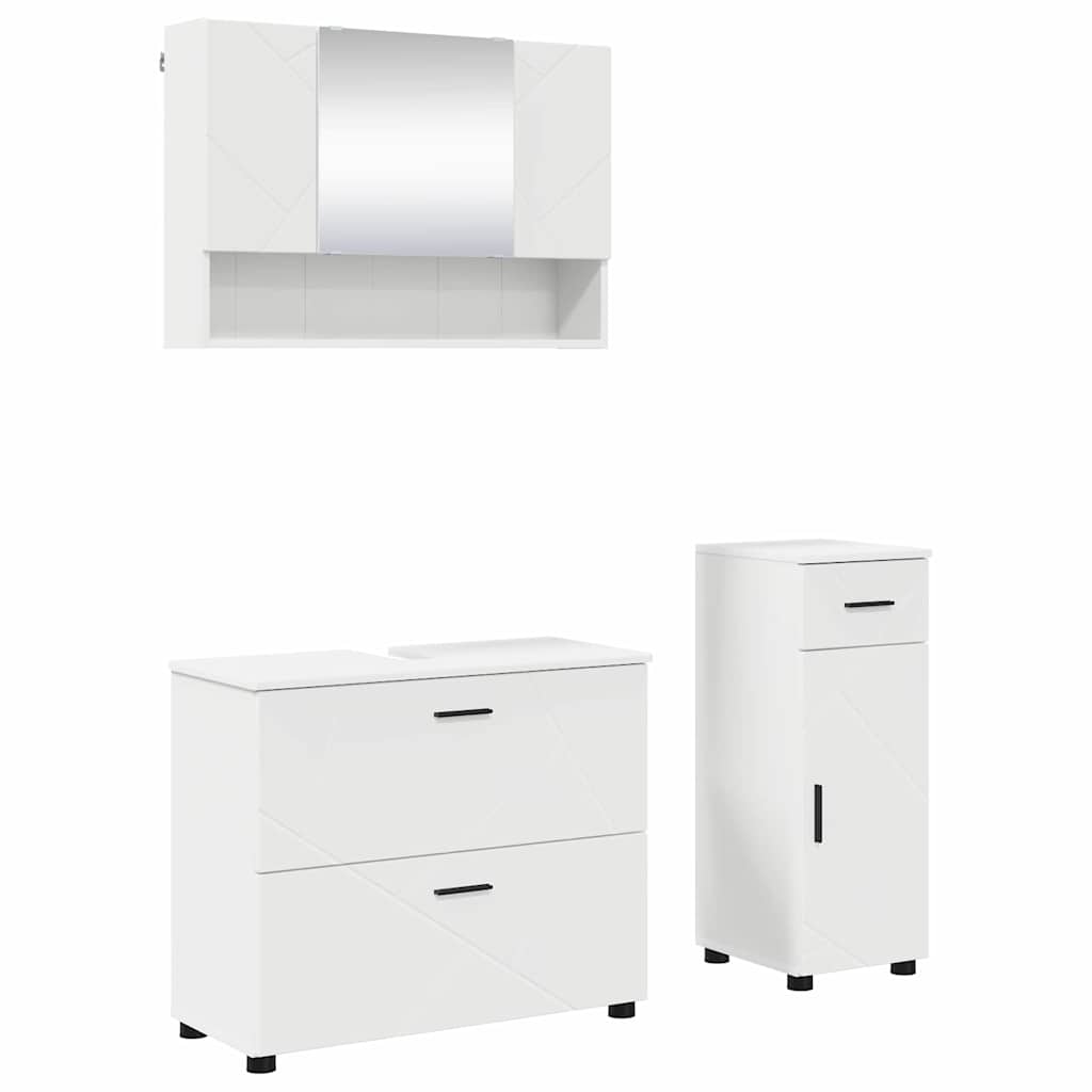Maison Exclusive - Badezimmermöbel-set 3 Stk. Weiß Sperrholz Und