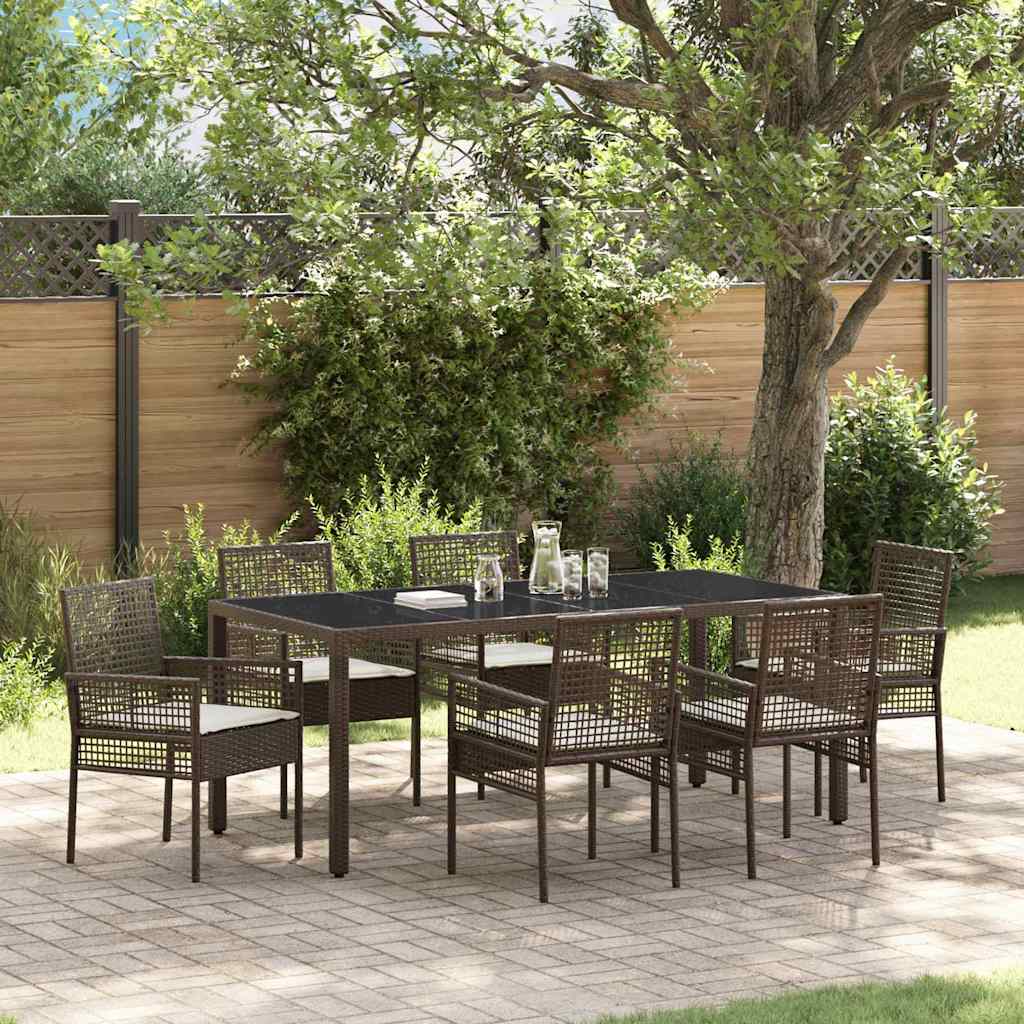 Vidaxl Garten Essgruppe 7 Pcs Braun Poly-rattan