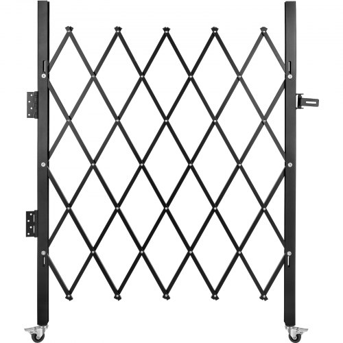 Einzel Sicherheitstor 108 × 131 Cm(w × H) Falttürtor Aus Kanalstahl, Flexibel Erweiterbares Einziehbare Verkehrssperre, 360°-roll-barrikadentor Schwarz Straßengaragenbau Einfahrtszaun