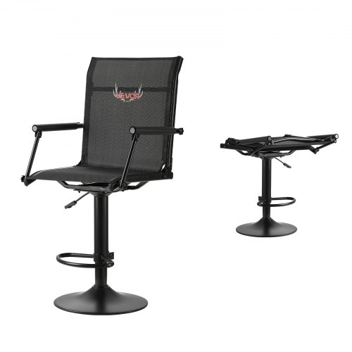 Faltstuhl Campingstuhl Anglerstuhl Mit Gepolsterten Armlehnen, Höhenverstellbarer Klappstuhl Gartenstuhl (136 Kg Belastbar) 360° Geräuschlos Drehbar, Für Picknick Garten Outdoor Angeln