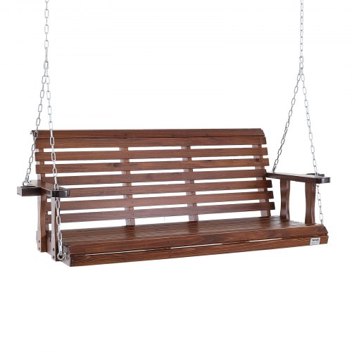 Hollywoodschaukel Zedernholz, 1702x710x600mm, Terrassenschaukel Für Hof Und Garten, Verbesserte Tragkraft Von Ca. 400 Kg, Robuste Schaukelstuhlbank Mit Aufhängeketten Für Den Außenbereich, Braun