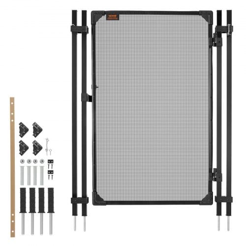 Poolzaun Tor 1,2x0,75 M, Tür Für Poolschutzzaun Kinderschutzzaun, Sicherheitstor-set Mit Metallriegel, 352 G/m² Teslin-pvc-gewebe, Vierkantrohr, Abschließbar, Für Schwimmbecken, Schwarz