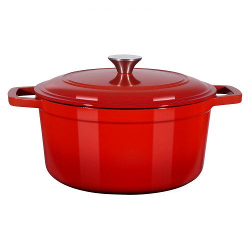 Schmortopf Aus Emailliertem Gusseisen, 5,68 L Dutch Oven Zum Backen Von Sauerteigbrot, Robuster Kochtopf Mit Deckel & 2 Griffen, Geeignet Bis 260 °c, Feuertopf Zum Kochen Und Braten