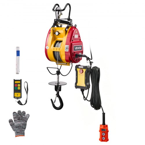 Seilwinde Elektrisch 300 Kg, 2-in-1 Elektro-seilhebezug 1500 W, Hebezug 30 M Hubhöhe, Seilzug 18,9 M/min, Mit Kabelgebundener & Kabelloser Fernbedienung Für Fabrik, Lagerhalle & Garage
