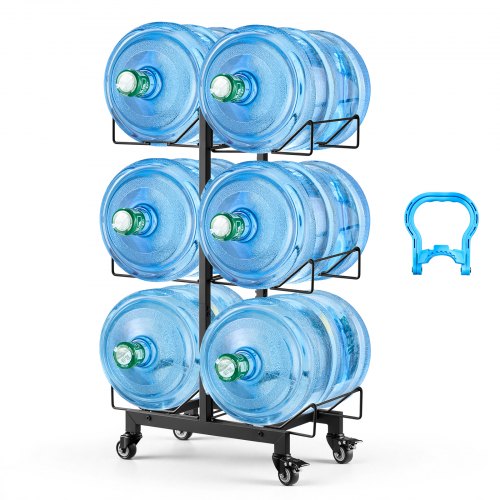 Wasserflaschenhalter, 3-stufig, Doppelreihen, Für 6 Flaschen, Wasserkrugregal Mit Rollen, Wasserspenderregal, Wasserflaschenregal Wasserbehälterregal Für Küche, Büro & Wohnzimme