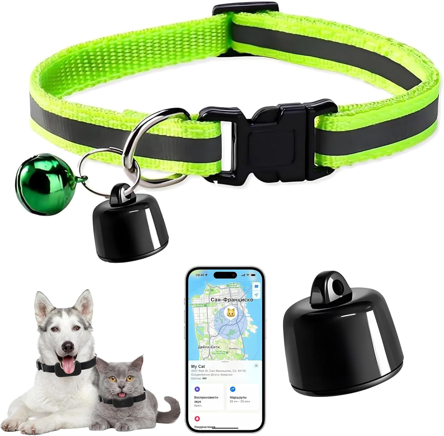 Gps-katzenhalsband Ohne Abonnement, Gps-ortungsgerät Für Katzen Mit Echtzeit-tracking, Ios/android-kompatibel, Wasserdicht, Lange Akkulaufzeit Für Katzen Und Kätzchen (grün)