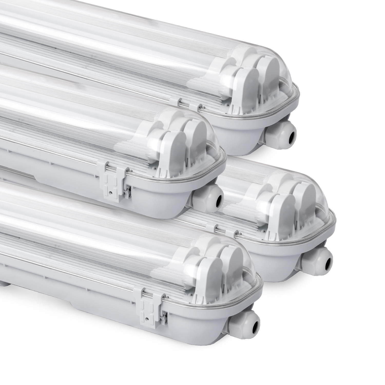 Jiubiaz Doppelte Led Feuchtraumleuchte 4er Set Ip65 - T8/g13 Wannenleuchte 150 Cm - 2 X 24w / 48w Pro Stück - 4000k Neutralweiß - 4800 Lm