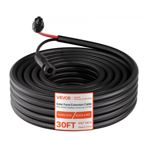 Solarkabel Verlängerung 9,14 M, 10 Awg, Solarverlängerungskabel Mit Flammhemmender Schutzhülle, Weibliche & Männliche Steckverbinder, Ip67, Pv-kabel, Für Auto, Wohnmobil, Schwarz & Rot