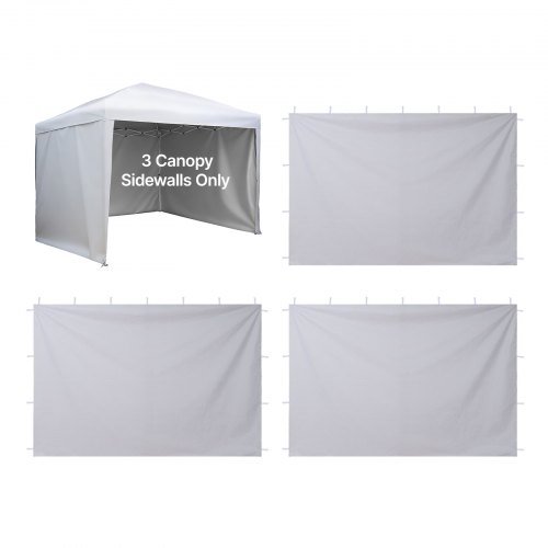 3x Seitenwände Für Pavillon, Seitenteile Für 3 X 3 M Faltpavillon, Wasserfeste Seitenplanen Mit Sonnenschutz Pu-beschichtung, Seitenwand Mit Reißverschluss Für Outdoor-events Marktstände, Weiß
