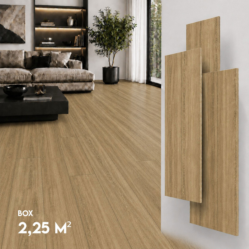 Klick Hart Vinylboden, Wasserfest, Bodenbeläge, 4mm Spc + 1mm Unterlage, Box 2,25 M² Namur Nutmeg