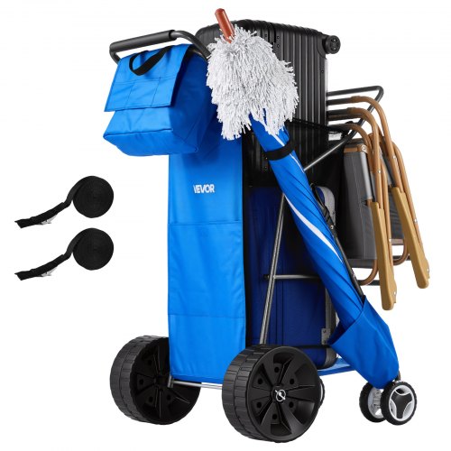 Strandwagen Mit Vollgummirädern (10 Zoll), Faltbarer Strandtrolley Mit Isoliertasche & Schirmhalter, Handwagen (75 Kg Belastbar) Für Bis Zu 4 Strandstühle, Strandkarre Ideal Für Camping & Angeln