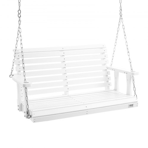Hollywoodschaukel Zedernholz, 1240x710x600mm, Terrassenschaukel Für Hof Und Garten, Verbesserte Tragkraft Von Ca. 400 Kg, Robuste Schaukelstuhlbank Mit Aufhängeketten Für Den Außenbereich, Weiß