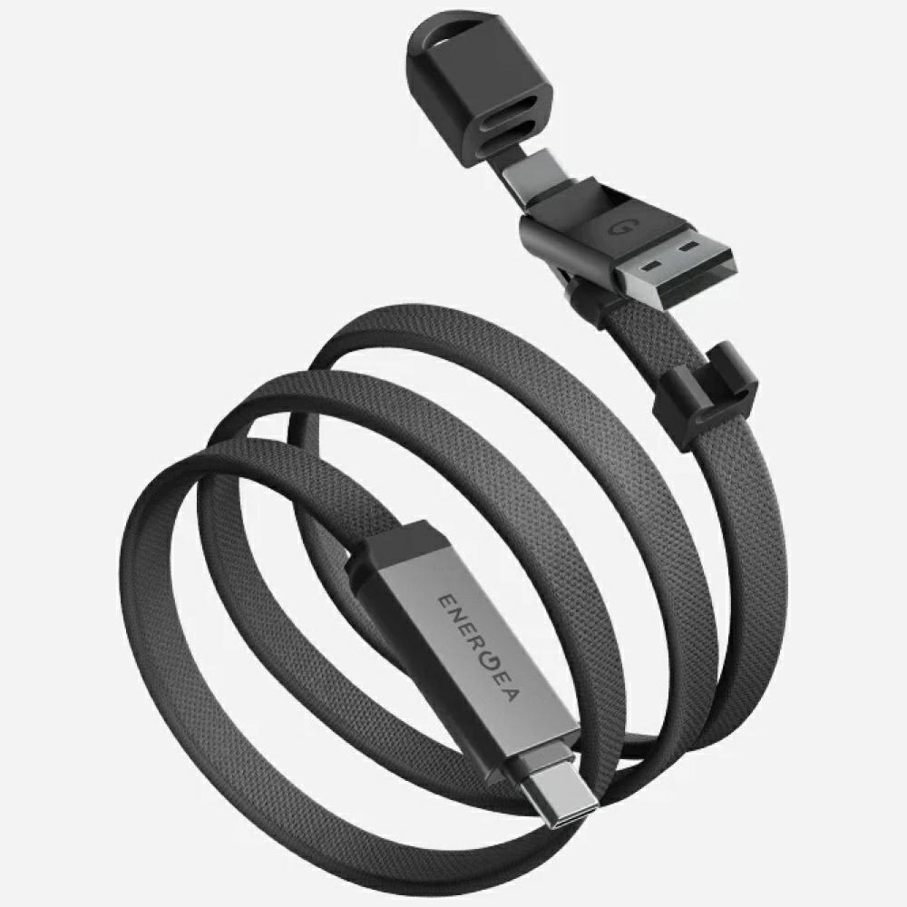 Energea Sheath Travel 2-in-1 Usb-c-auf-usb-c/usb-a-kabel, 480 Mbit/s, 60 W, 1,2 M, Gunmetal