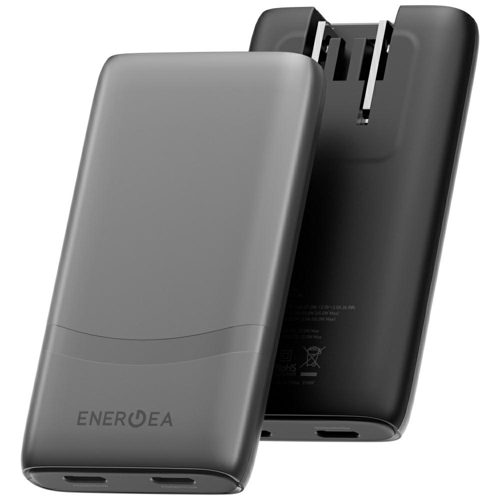 Energea Travelworld Edge 65w 2xusb-c Pd/pps/qc3.0 Wandladegerät (us/gb/eu) Graphit