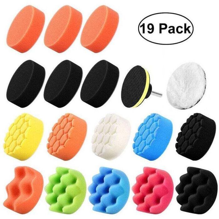Autopolierset – 19-teilig – 80-mm-polierpads – 30 Mm Dick – Schwamm Und Wolle – Verschiedene Farben