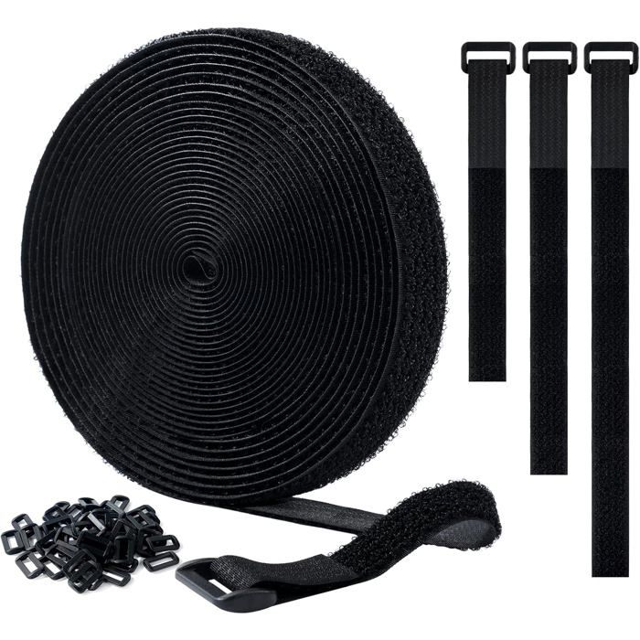 10 M X 20 Mm Selbstklebende, Wiederverwendbare Kabelbinder Mit 50 Schlaufen, Geeignet Für Kabelmanagement, Büro Und Haushalt.