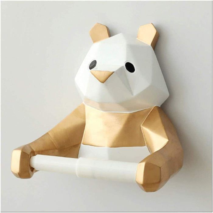 Geometrischer Toilettenpapierhalter In Form Eines Schwarzen Pandas, Badezimmerwanddekoration – Gold