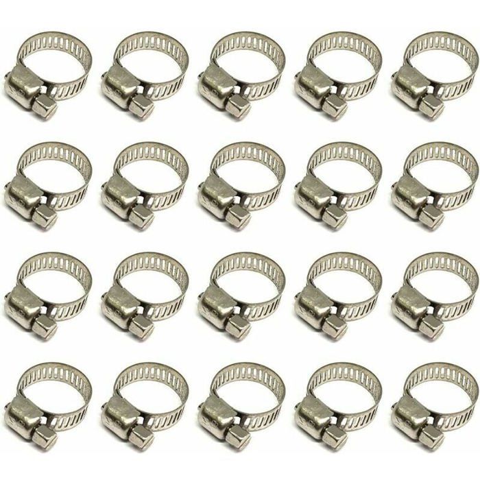 20 Schlauchschellen, Verstellbare Schlauchschellen, 10-16 Mm, Schlauchschellen Aus Edelstahl 304