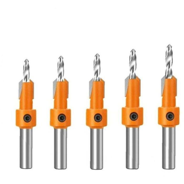 Fünf Ersink-bohrer Mit Sicherungsringen, 8 Mm Holzbearbeitungsbohrer