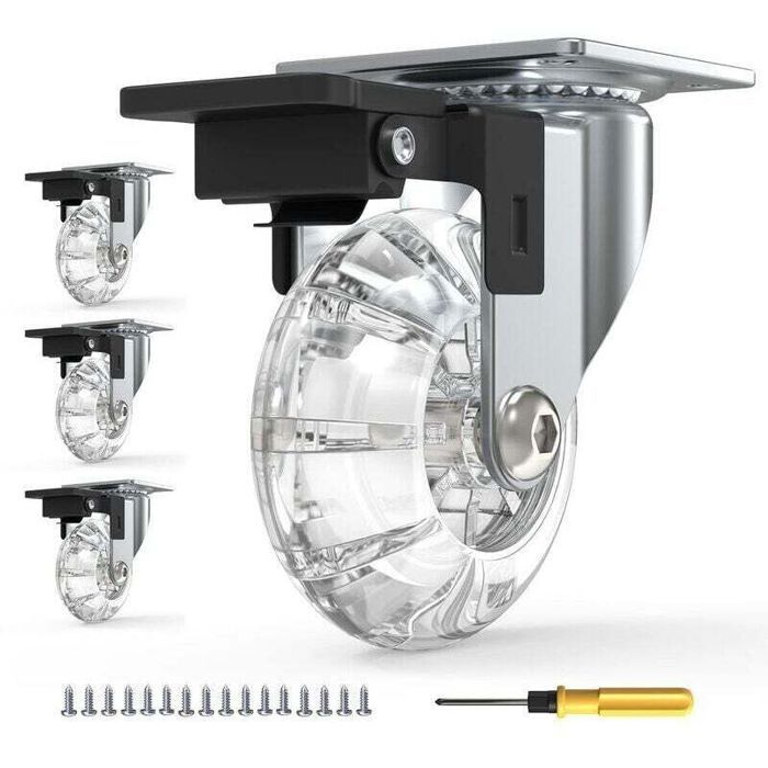 Möbelrollen Mit Bremsen – 4er-set – 360°-drehung – Maximale Tragkraft 600 Kg – Markierung Am Boden