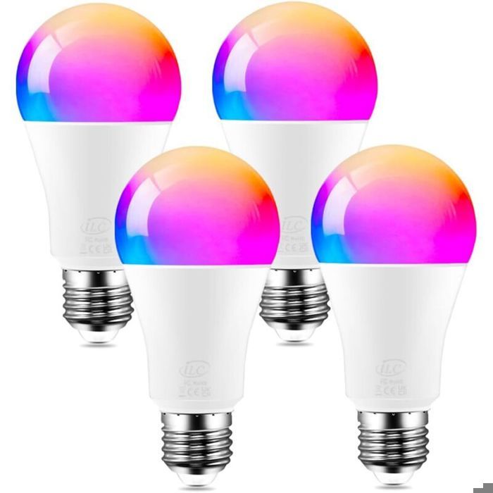 Smarte 12-w-glühbirne Mit E27-fassung, Kompatibel Mit Echo (erfordert Echo), Farbtemperatur Einstellbar (2700 K–6000 K), Sprachsteuerung Möglich, 4er-packung