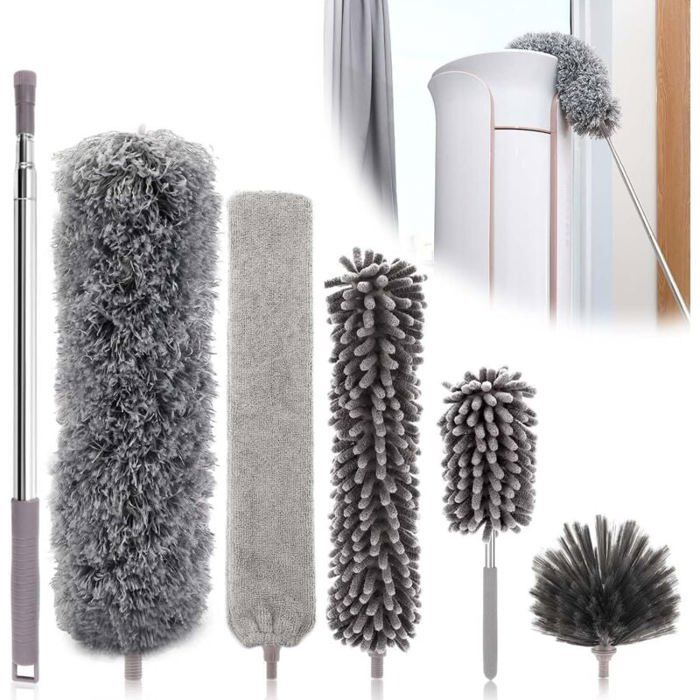 6-teiliges Teleskop-staubwedel-set, Wolfskopf-design, Länge 25-252 Cm, Waschbarer Mikrofaser-staubwedel, Spinnweben-staubwedel, Verschiedene Ausführungen Erhältlich.
