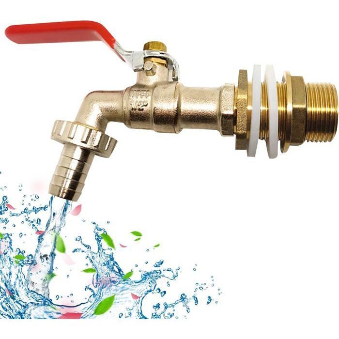 1000l Regenwassernutzungs-wasserhahn 1/2" (13mm), Ablaufbehälteradapter, Messingmaterial (1 Stück Odipie)