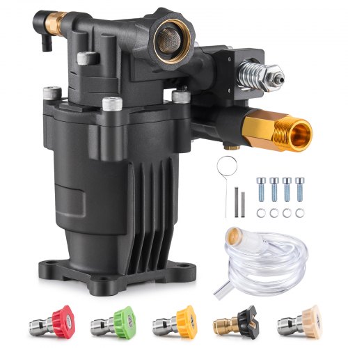 Hochdruckreinigerpumpe, 3/4 Zoll Welle Horizontal, 3500 Psi, 2,5 Gpm, Ersatz-hochdruckreinigerpumpen-set Mit 5 Düsen, Hardware Und Siphonrohr, Bis Zu 150 Stunden, Hochdruckreiniger Ersatzpumpe