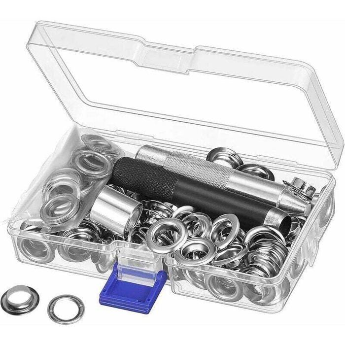 Metallösen-set (12 Mm), 100 Stück, Zeltstoff-reparaturwerkzeug, Silber