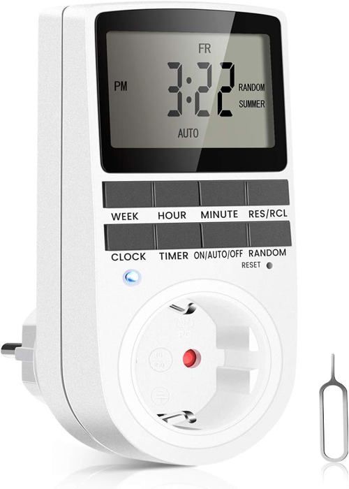 Digitaler Timer 16a / 3680w, Steckdose, 16 Konfigurierbare Programme, 24/7-zufalls-diebstahlsicherungssystem.