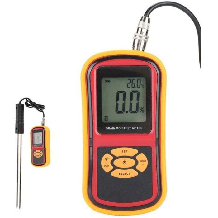 Getreidefeuchtemessgerät Gm640 – Misst Feuchtigkeit Und Temperatur – Hintergrundbeleuchtetes Lcd-display – Präzisionssonde