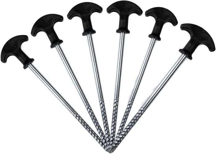 6er-packung Rostbeständiger Zeltnägel, Schraubzeltnägel, Geeignet Für Harten Untergrund Und Vorzelte, Auch Für Campingzelte Geeignet.