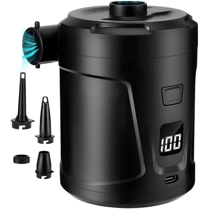 Wiederaufladbare Elektrische Luftpumpe Mit 5200 Mah, Tragbare Schnellluftpumpe Mit 4 Düsen Zum Aufblasen/ablassen Der Luft Von Luftmatratzen Und Pool-schwimmhilfen.