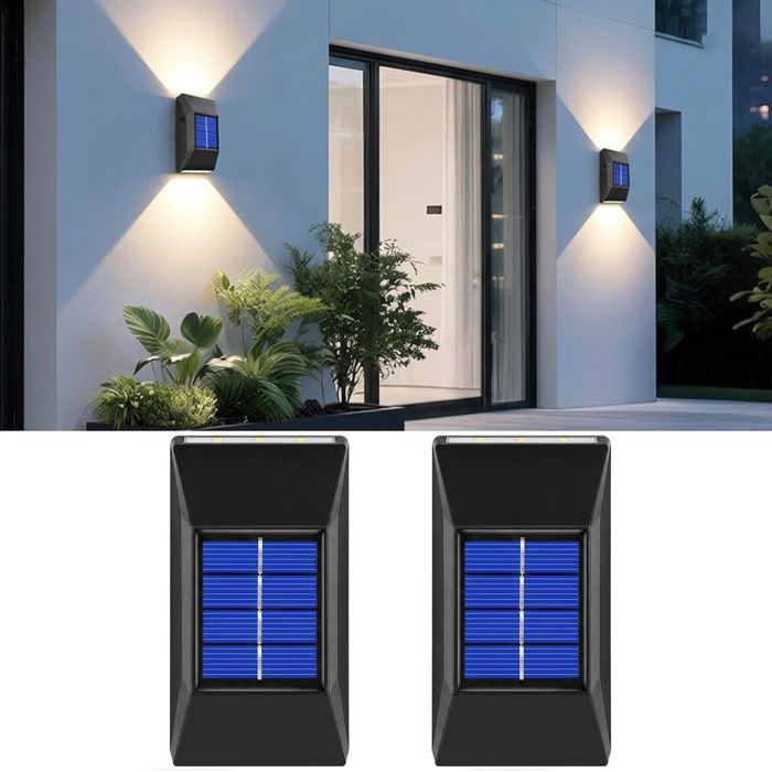 Zweiteiliges Led-außenwandleuchten-set - 6 Leds, Solarbetrieben, Mit Bewegungsmelder - Ip65 Wasserdicht - Geeignet Für Zäune, Gärten Und Terrassen.