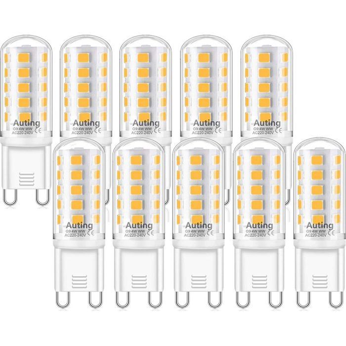 G9 Led-lampe, Dimmbar, Warmweiß, 4 W, 230 V, Entspricht Einer 20-40 W Halogenlampe, 400 Lumen, Farbtemperatur 2700 K, 10er-packung.