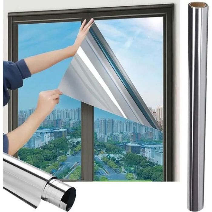 Wärmedämmende Fensterfolie – Silberne Spiegelfolie – 99 % Uv-schutz – Sichtschutzfolie – 60 X 200 Cm