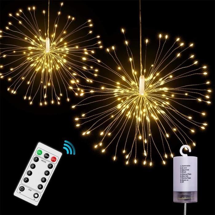 Led-lichterkette, 8 Dimmstufen, Mit Fernbedienung, Batteriebetrieben, 80 Leds, Wasserdicht Nach Ip65. (warmweißes Licht)